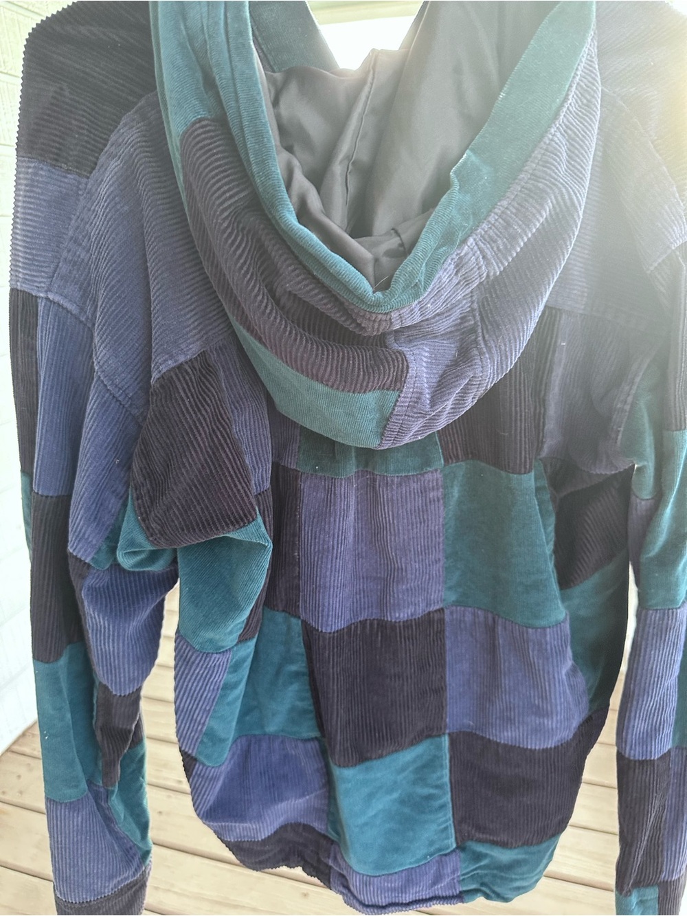 Hippie Patchwork Corduroy Hoodie, perfect for festival! ☮️ Size Large